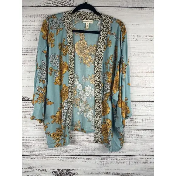 Andersen & Lauth Kimono Womens One Size Floral Open Cardigan Boho Chic Lightweig - Picture 2 of 8